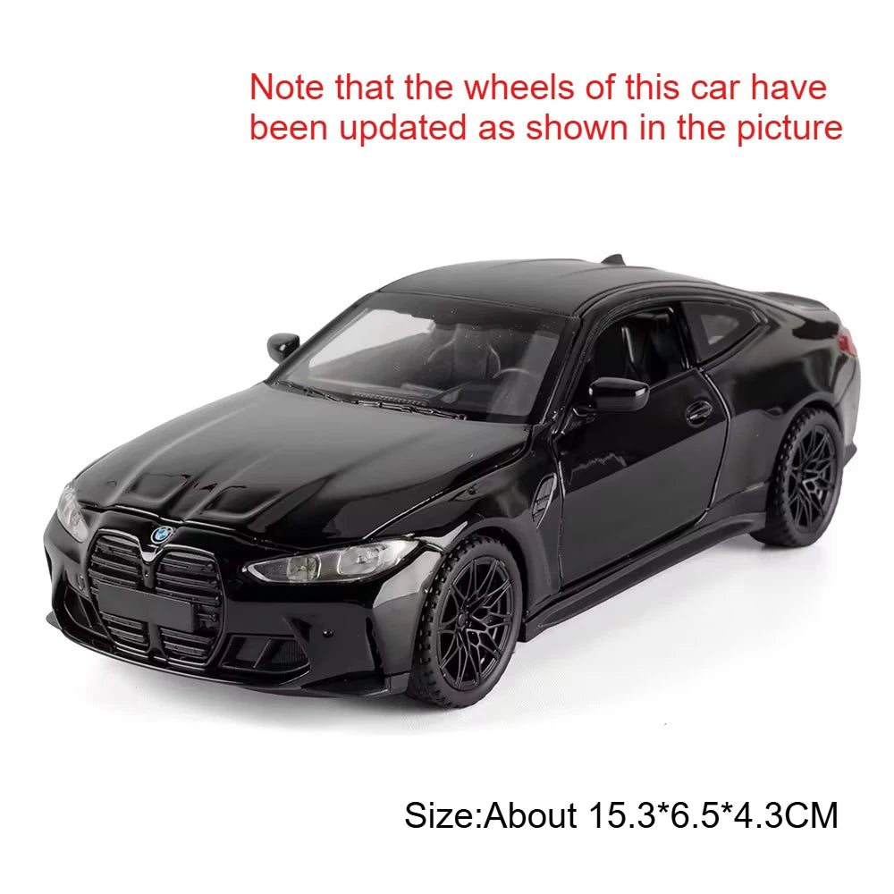 Scale 1:32 M4 X3M Toy Car Model Pull Back Music Light Doors Opened Miniature Vehicle Metal Diecast Models Kids Educational Gifts