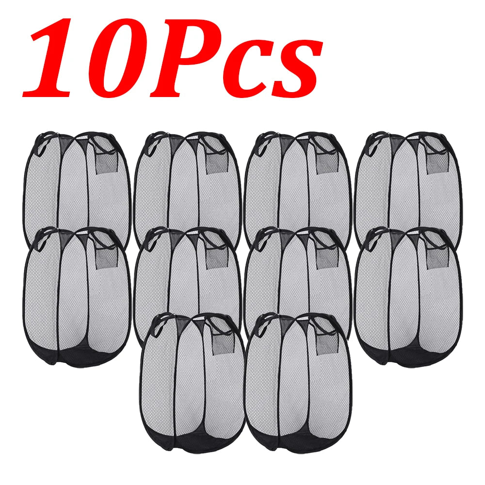 1-10Pcs Collapsible Laundry Basket Dirty Clothes Mesh Pop Up Hamper Storage Basket Toy Storage Bag for Home Bathroom Dorm Travel