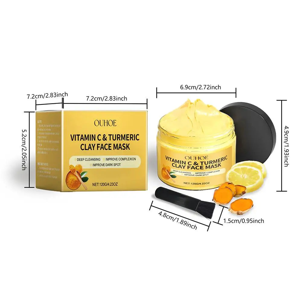 Turmeric Vitamin C Clay Mask Clay for Dull & Blemish-Prone Skin, Deep Cleansing Facial Mask, Face Masks Skincare Oil Control
