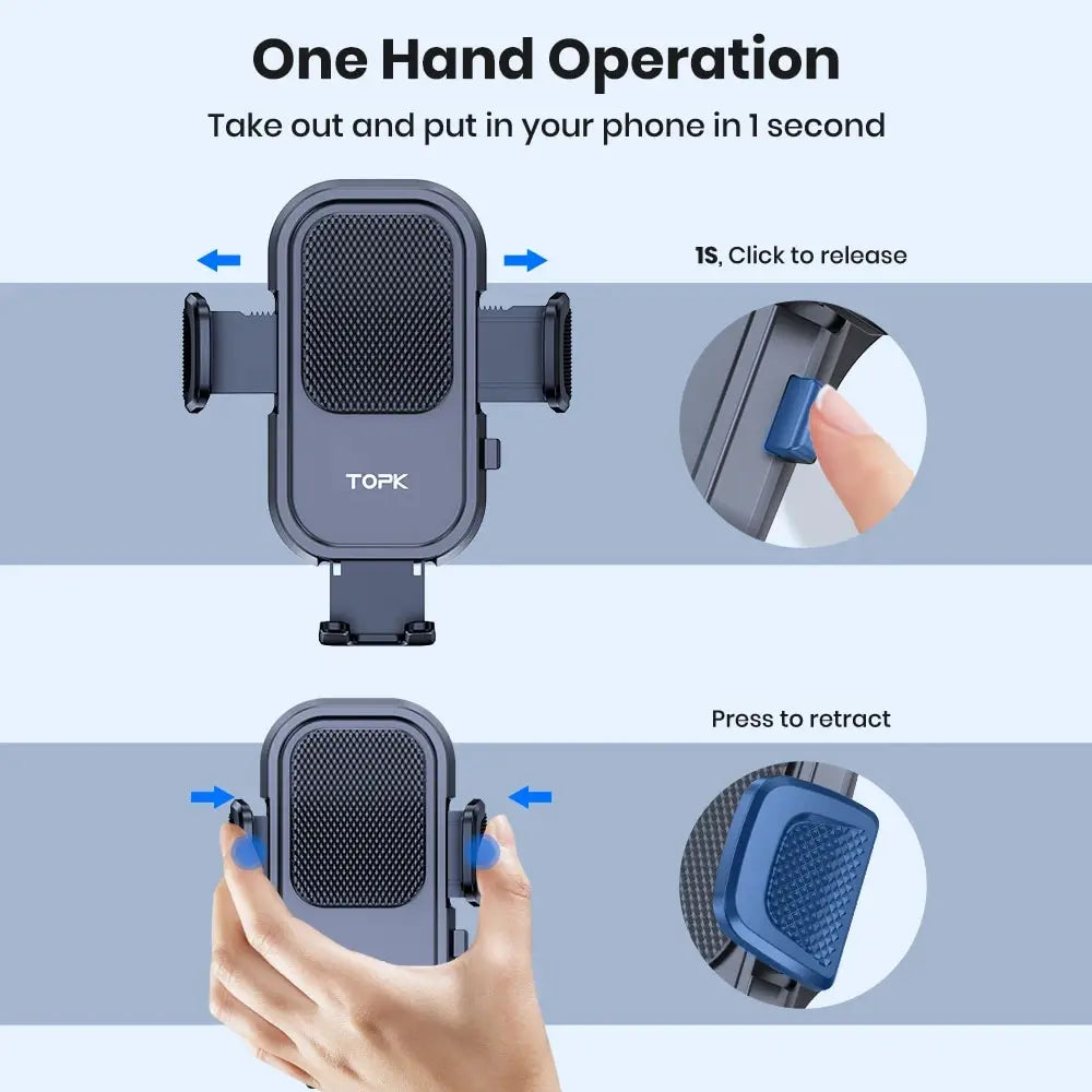 TOPK Car Phone Holder Mount for IPhone[Powerful Suction] Phone Mount for Car Dashboard Car Accessories Automobile for Smartphone