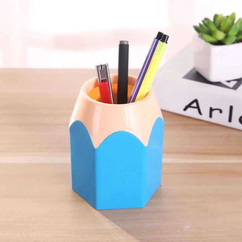 Cute Pencil Holder Desk Organizer Stationery Storage Box   Large Mouth Pen Holder Makeup Brush Organizer Box Office Accessories