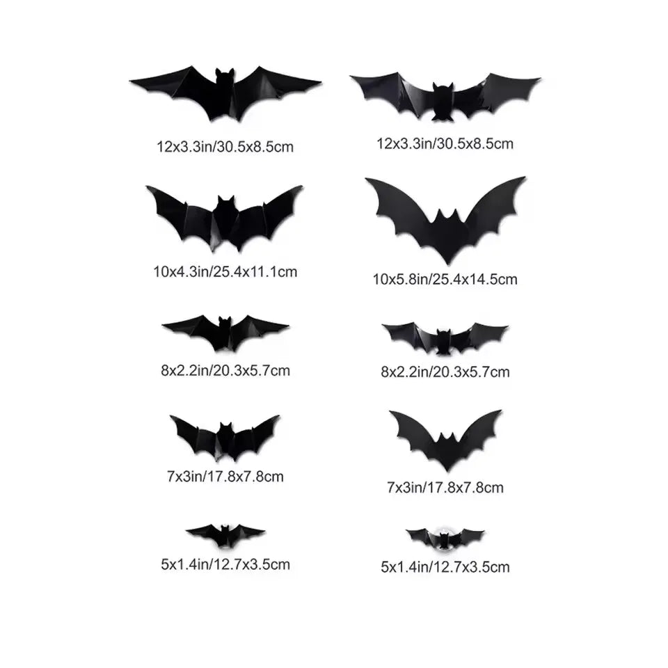 Halloween 3D Stereoscopic Bat LED Night Light PET Wall Decal Home Festival Party Indoor Wall Decoration Lamp