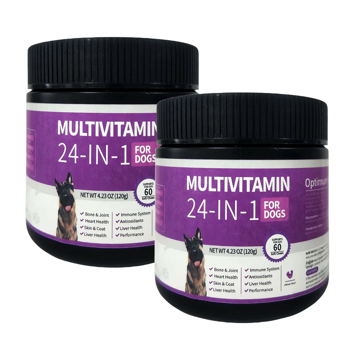 24-in-1 Dog Vitamins and Supplements Multivitamin Chewable for Dog Skin Coat Heart Joint Gut Liver Brain Eyes Immune Support