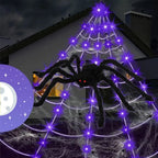 8 Modes Halloween Spider Web Lights Glow Waterproof Luminous Halloween Spider 5m Triangle Scary Giant Spider Bar