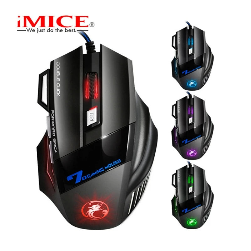 4-Keys Gaming Wired Optical Mouse RGB Backlit 3200DPI Adjustable Ergonomic Design Gamer Mouse For PC Computer Laptop Tablet