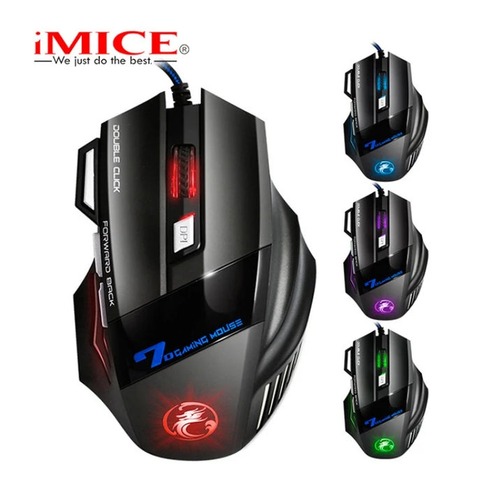 4-Keys Gaming Wired Optical Mouse RGB Backlit 3200DPI Adjustable Ergonomic Design Gamer Mouse For PC Computer Laptop Tablet