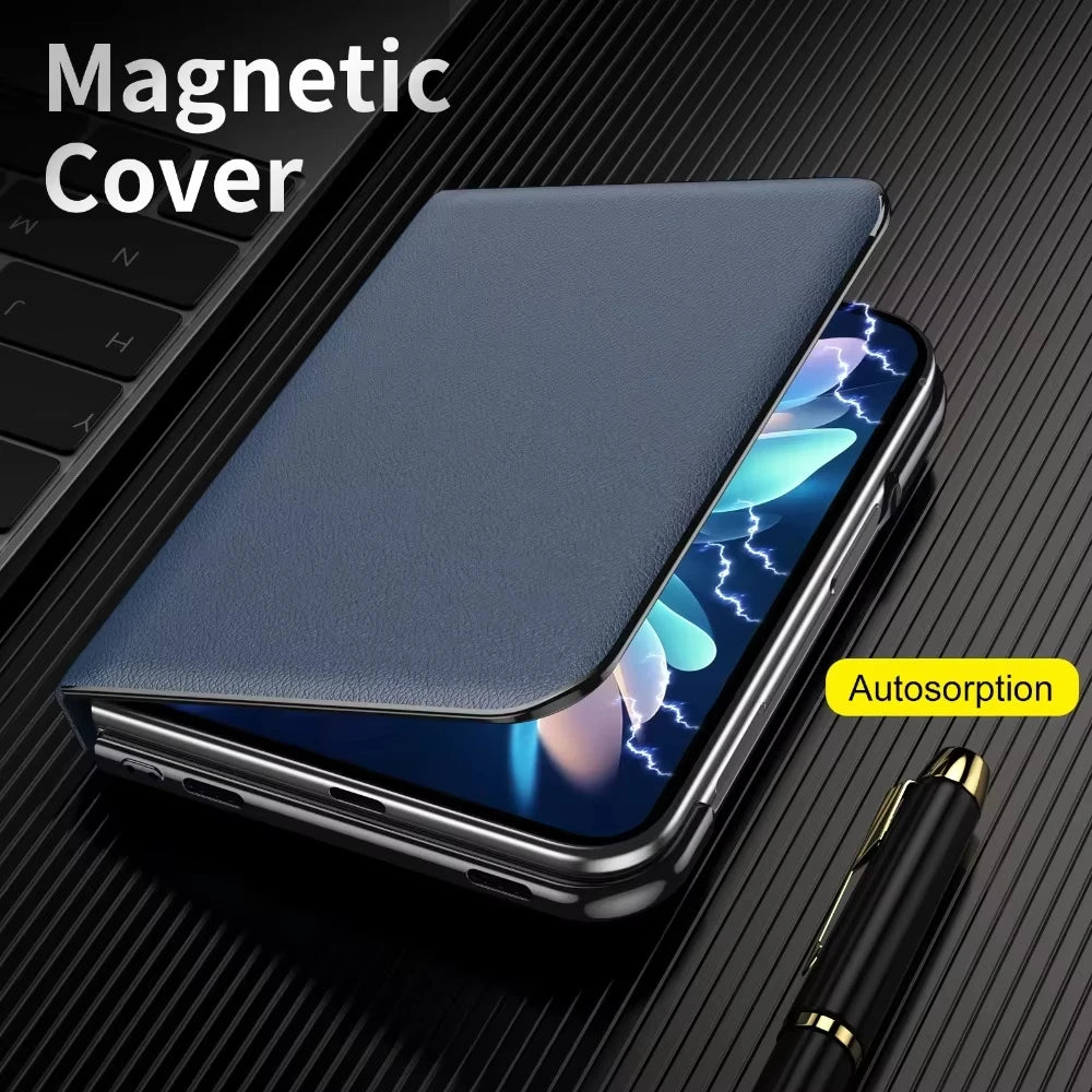 Luxury Leather Magnetic Alloy Bracket Phone Case For iPhone Duo 18 Fold Anti-Drop Shockproof Protective Cover 2 sold byBaiYiS Di