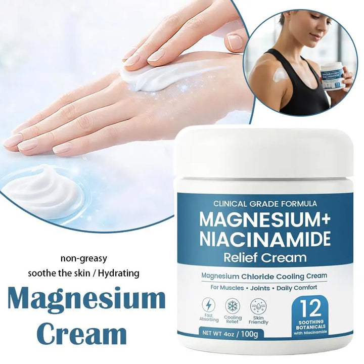 Magnesium Niacinamide Relief Cream Topical Magnesium Chloride Cream for Joints, Legs Feet with Arnica Boswellia Lightweight