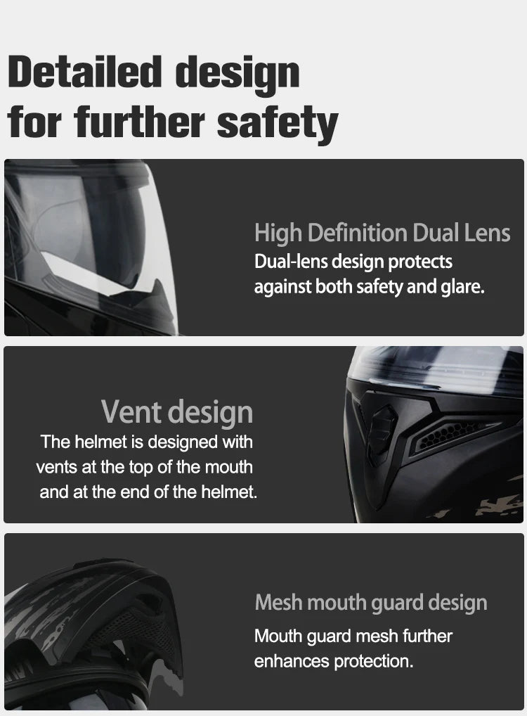 High Quality DOT Motorcycle Helmet Four Seasons Motocross Racing Modular Flip Up Casco Moto Men Women Off Road Helmet Unmasked