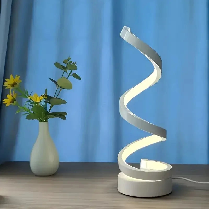 1PC Simple Spiral External Emitting Bright Desktop Desk Lamp, USB - Three-color Lighting, Suitable for Living Room and Bedroom D