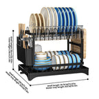 2 Tier Stainless Steel Dish Drying Rack With Drainboard Kitchen Tableware Storage Organizer