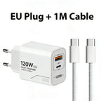 120W GaN USB C Charger 2-Port Fast Charging Phone Charger Power Adapter For iPhone Samsung Xiaomi Type C US Plug Wall Charger