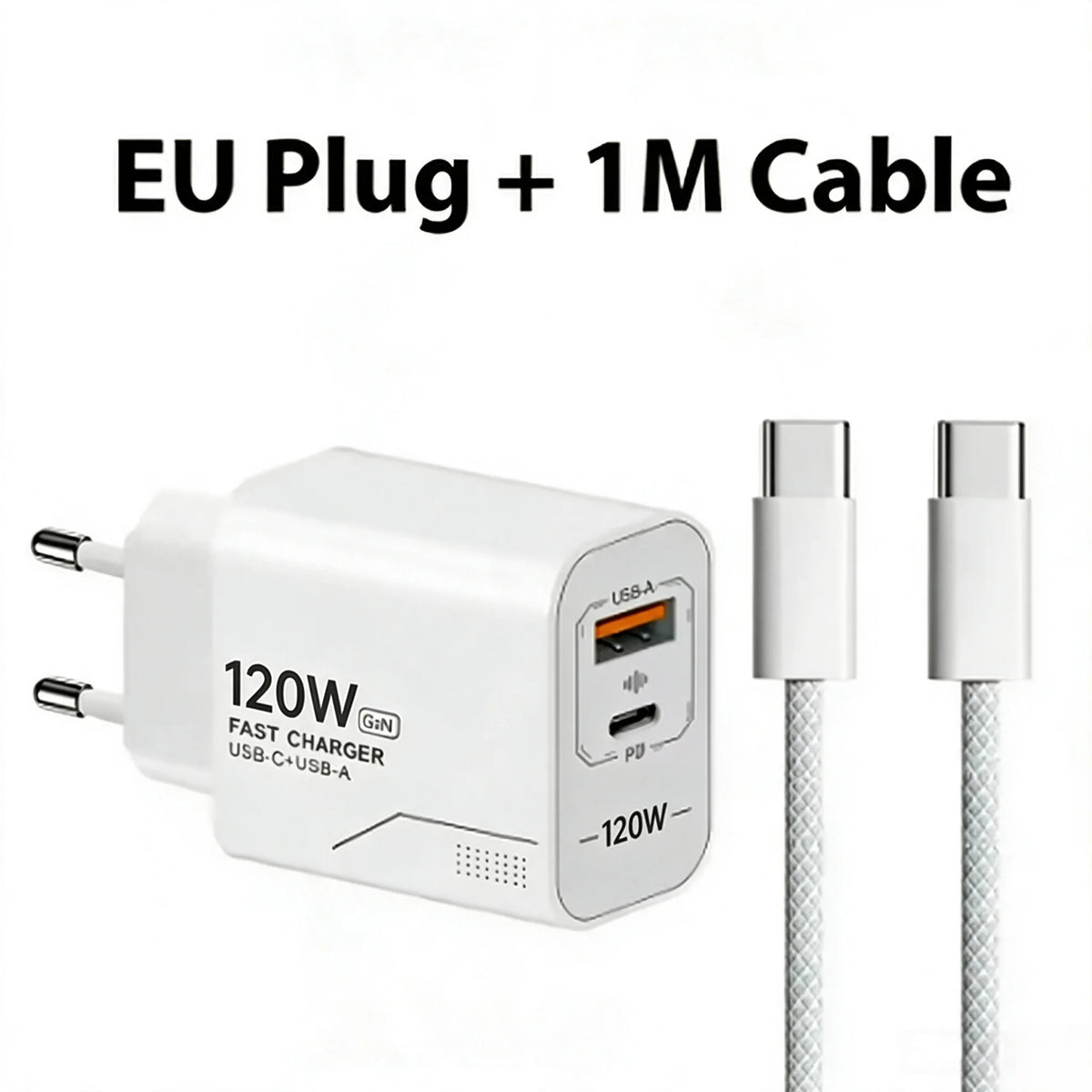 120W GaN USB C Charger 2-Port Fast Charging Phone Charger Power Adapter For iPhone Samsung Xiaomi Type C US Plug Wall Charger