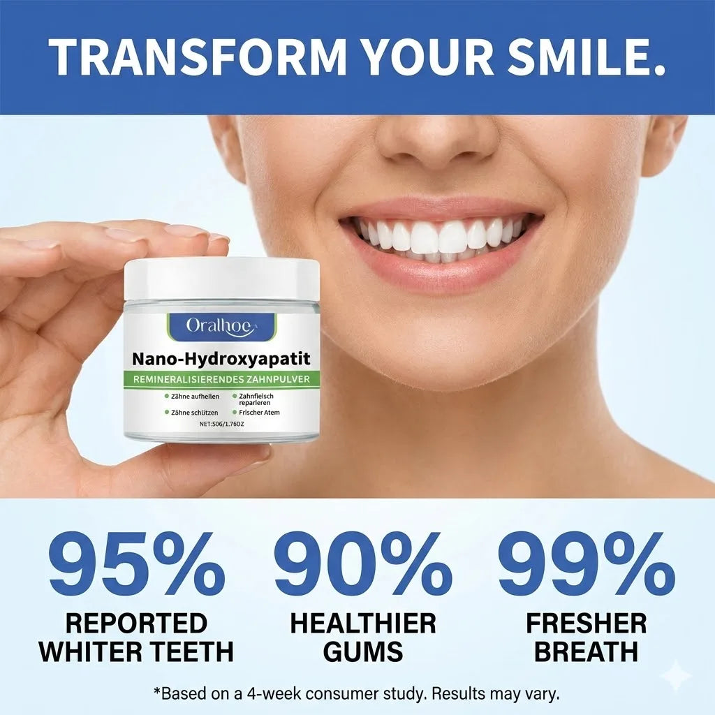 With Hydroxyapatite10%-Infused Winter Whitening Tooth Powder: Enamel Repair, Deep Cleaning & Long-Lasting Fresh Breath