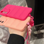 Fashion Down Jacket Lanyard Crossbody Case For Samsung Galaxy A56 A36 A26 A16 A55 A35 A54 A53 A52 A34 A33 Long Strap Soft Cover