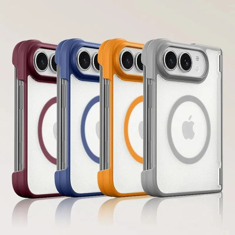 Case For iPhone Duo 18 Fold Magnetic Matte Transparent Acrylic Phone Cover Equipped With Central Hinge Protection Back Shell