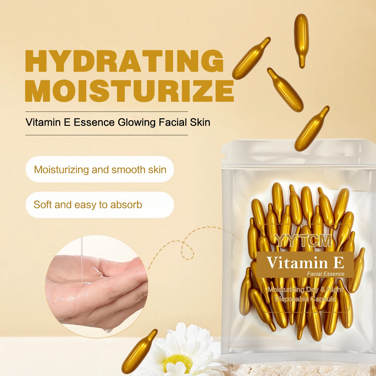 Vitamin E Serum Capsules, Single-Use Essence Capsules, Hydrating and Moisturizing Facial Skin 30/40/50/60/90/120/180 Count