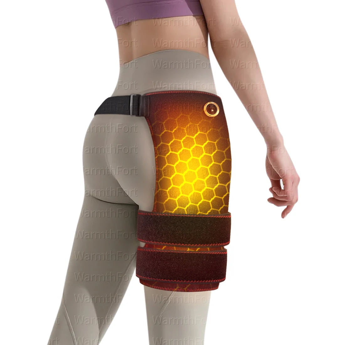 Cordless Heated Hip Support Brace with Massager Relief Lower Back Hip Heating  Massage Support Hips Muscle Relaxation