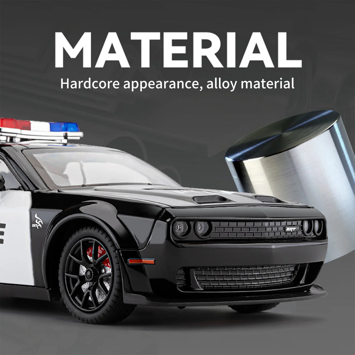 1:24 Challenger SRT Hellcat Police Car Alloy Sports Car Model Metal Racing Car Vehicle Model Sound Light Toy Gift