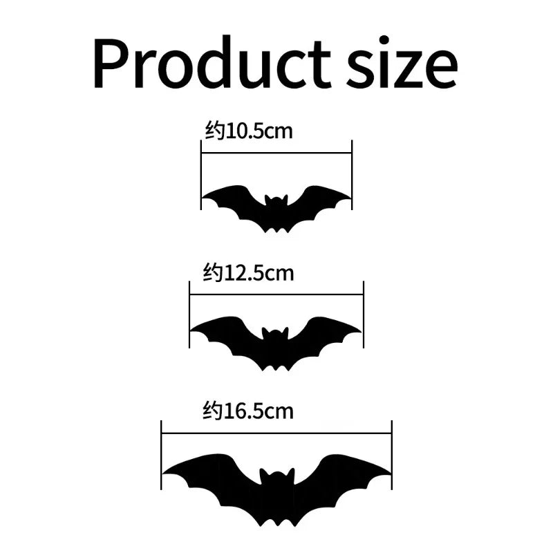 Halloween LED Night Light Self-adhesive 3D Stereoscopic Bat Wall Decal Indoor Bats Decor Lamp Flashing Wall Light Party Supplies