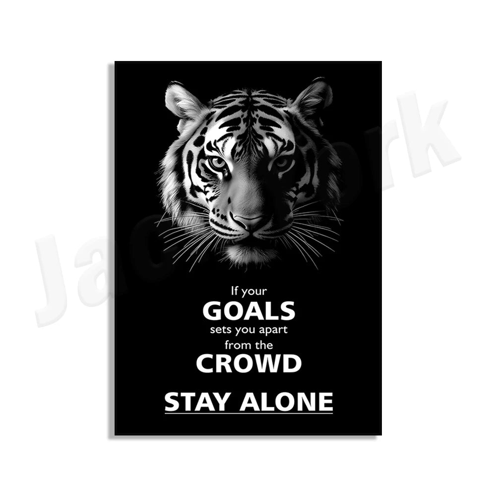 Motivational print, believe in yourself, never be afraid, awaken the beast within, animal motivational poster office decoration