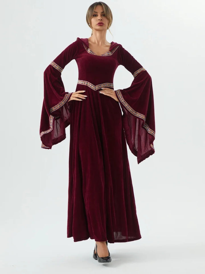 Medieval Retro Gothic Hoodie Witch Long Skirt Luxury Women's Party Dress Cosplay Vampire Halloween Adult Costume