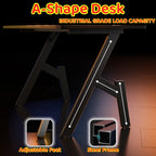 80/100/120/140cm Gaming Desk, A-Shaped Office Desk with Cup Holder Headphone, Modern Carbon Fiber Mesa Gamer for Home Office