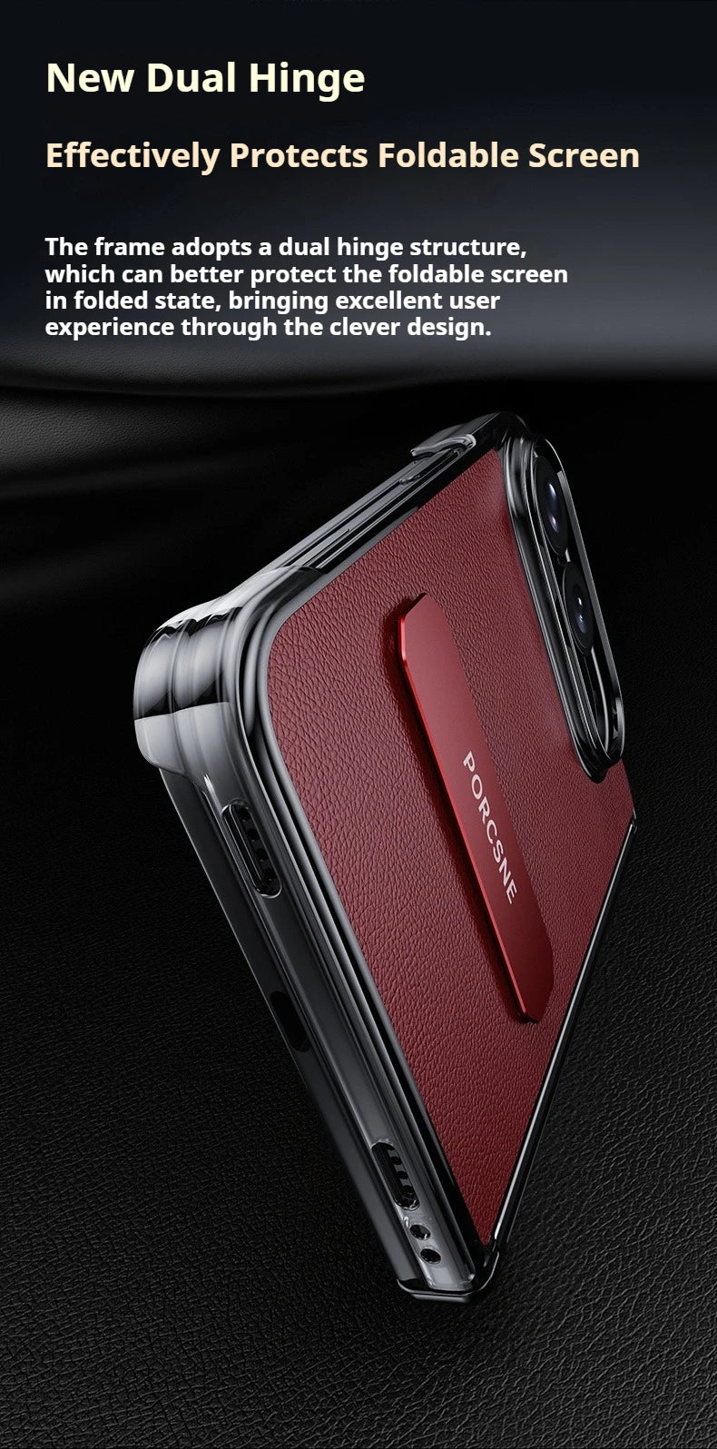 For iPhone Duo 5G Case Luxury Matte Leather Ultra-Thin Skin-Friendly Hinge Holder Folding Shockproof Hard Back Cover Accessories