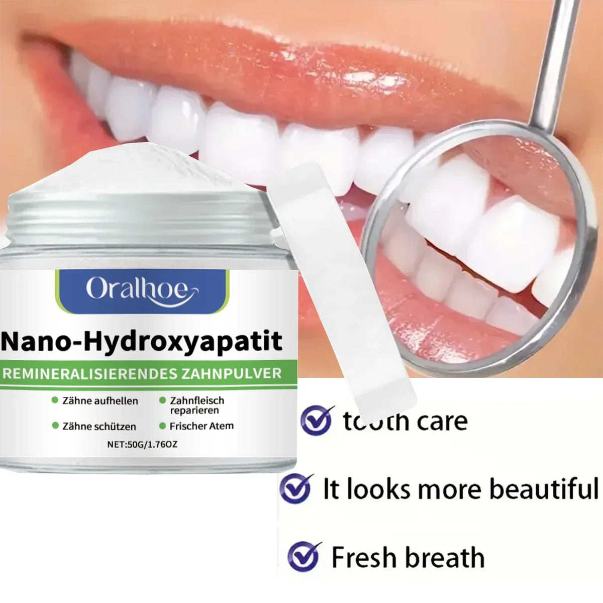 With Hydroxyapatite10%-Infused Winter Whitening Tooth Powder: Enamel Repair, Deep Cleaning & Long-Lasting Fresh Breath