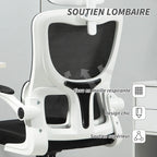 360° swivel desk chair with adjustable headrest and lumbar support – black, seat height adjustable