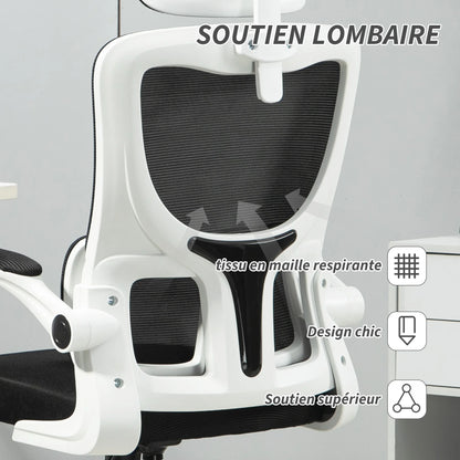 360° swivel desk chair with adjustable headrest and lumbar support – black, seat height adjustable