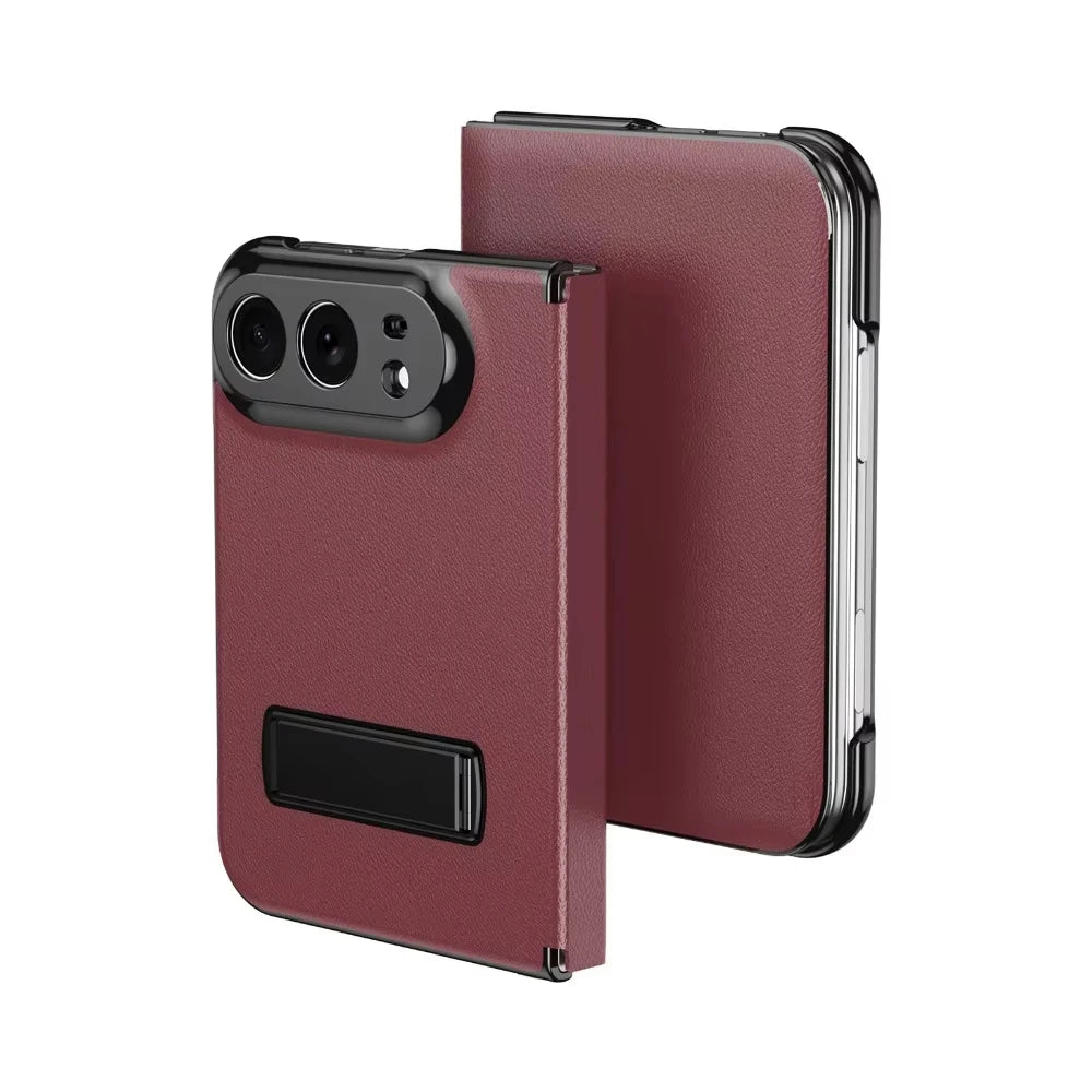 Luxury Leather Magnetic Alloy Bracket Phone Case For iPhone Duo 18 Fold Anti-Drop Shockproof Protective Cover 2 sold byBaiYiS Di