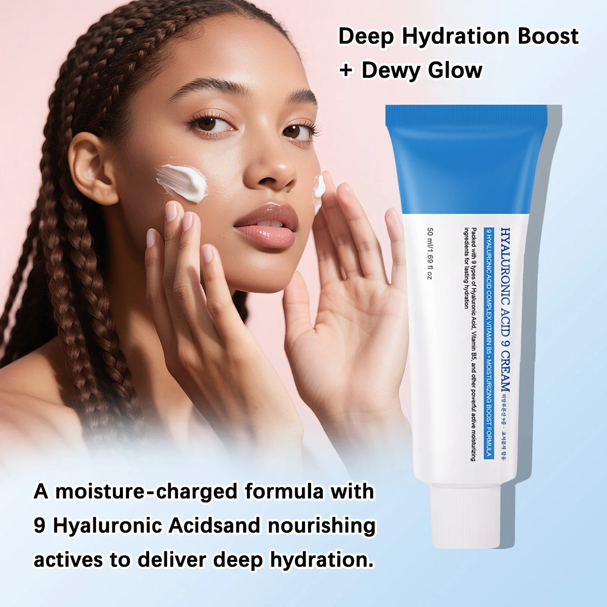 Hyaluronic Acid 9 Cream Complex Vitamin B5 Brightening Whitening Repair Face Soothes Irritation Lightweight Fast-Absorbing Care