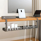 Retractable No Drill Clamp On Under Desk Cable Tray Metal Power Strip Wire Organizer Router Cord Storage Holder