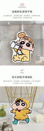 Kawaii Crayon Shin-Chan Cartoon Cute Hand Towel Water-Absorbent Coral Fleece Kitchen Quick-Drying Shower Room Supplies