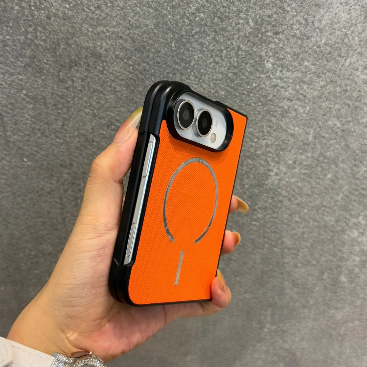 For iPhone Duo Case Technique PU Leather for Magsafe Cases For iPhone Duo 2026 Magnetic Wireless Charging PC Pure Color Cover