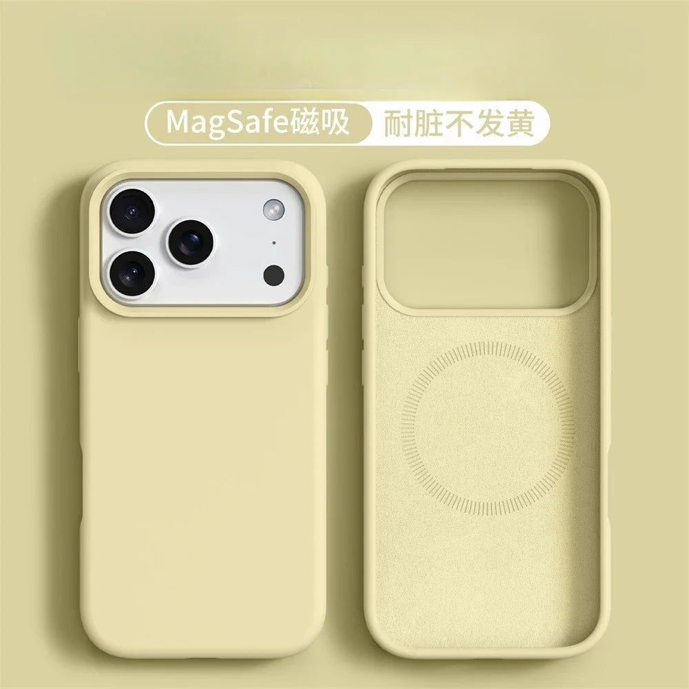 Liquid Silicone Magnetic for MagSafe Phone Case for IPhone17ProMax 16 15 18 13 17Air Solid Color Skin Protection Soft Back Cover