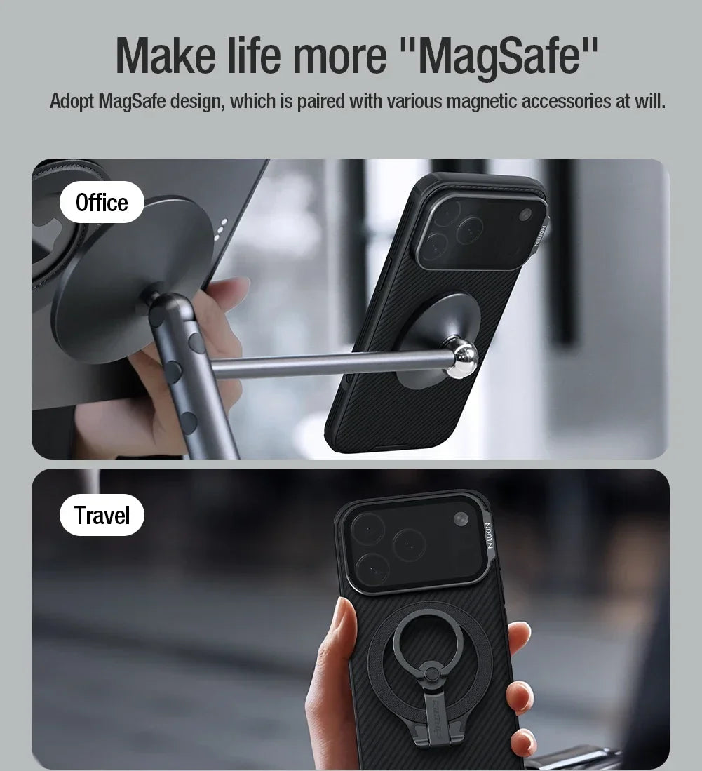 Nillkin for iPhone 18 Pro Max / 17 Pro Max Magnetic Case CamShield Prop Camera Cover Stand Hard PC Protection Back Cover Case
