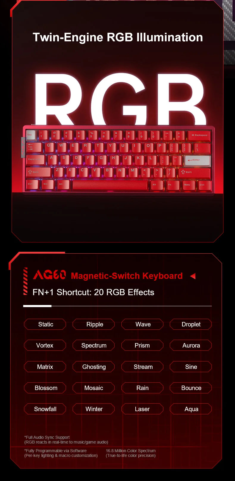 AULA AG60 Pro/MAX Wired Gaming Mechanical Keyboard Custom Full Aluminum High Performance Magnetic Axis for Esports And FPS Games