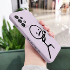 Line Cute Man Case For Samsung Galaxy A73 A53 A33 A23 A13 A03 A72 A52 A52S A32 A22 A12 A02 A02S A71 A51 A31 A21S 4G 5G Cover