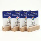 4-Pack Acrylic NFC Google Review Cards with Four Wooden Bases Included for Interactive Feedback And Reviews