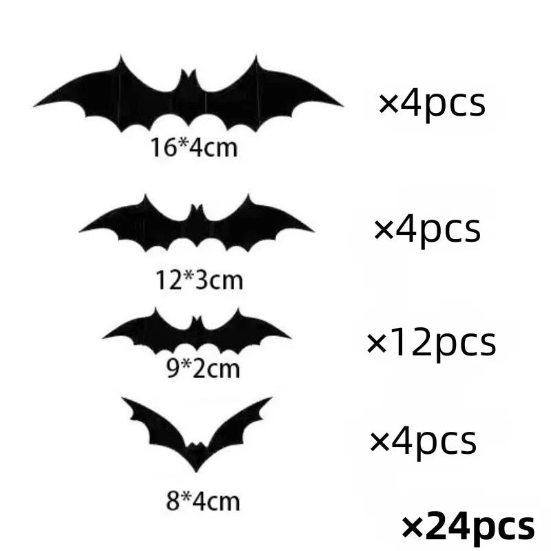 DIY Halloween Bat Decoration 3D PVC Bat Wall Sticker Black Bat Wallpaper Halloween Real Horror Prop