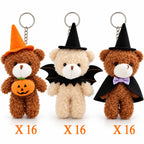 Halloween Plush Bear Small Stuffed Bear Bulks with Witch Hats, Pumpkin for Halloween Party Favor Gifts Goodie Bag Filler Rewards