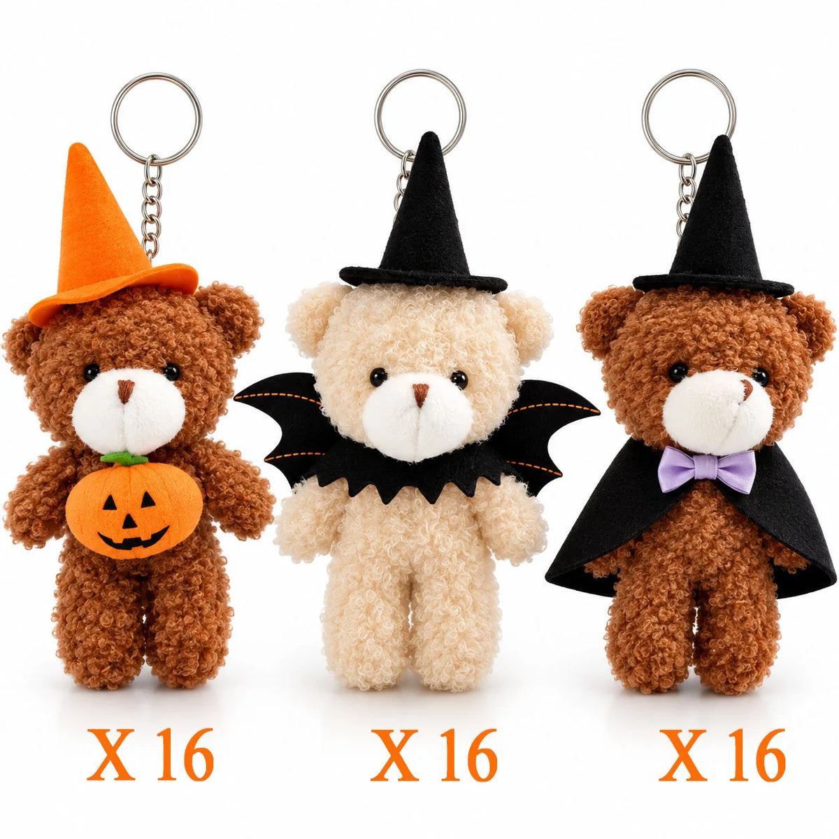 Halloween Plush Bear Small Stuffed Bear Bulks with Witch Hats, Pumpkin for Halloween Party Favor Gifts Goodie Bag Filler Rewards