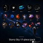 Car Starry Sky Projector Lamp USB Powered Galaxy Night Light With 17‑12 Galaxy Film Flexible Neck Auto Ceiling Romantic Lighting