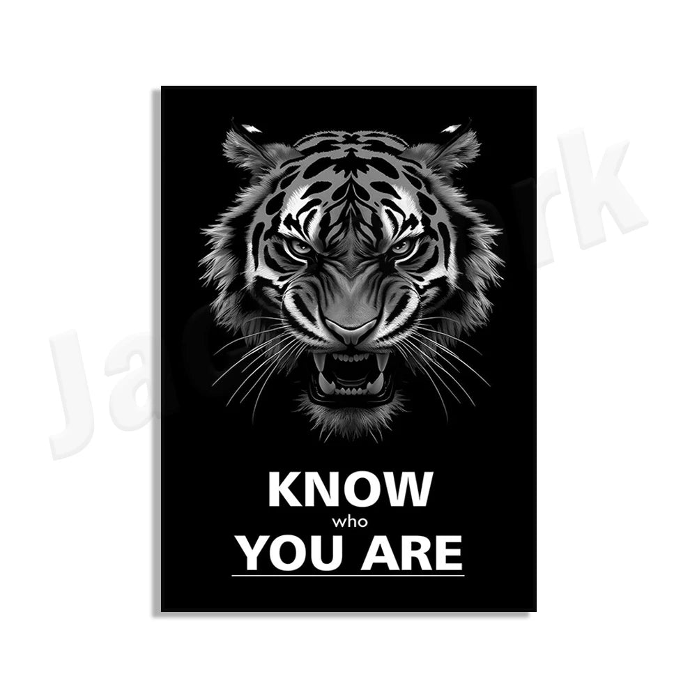 Motivational print, believe in yourself, never be afraid, awaken the beast within, animal motivational poster office decoration