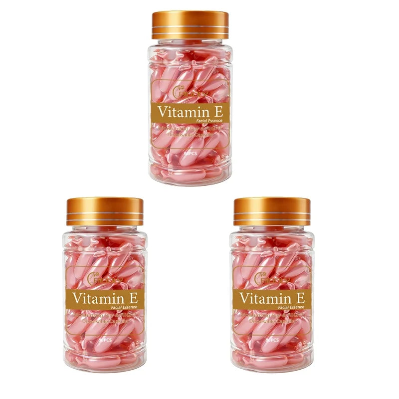 80 Capsules of Vitamin E Facial Essence, Day and Night Moisturizing, Deeply Hydrating, Leaving Skin Soft and Supple, Pink Capsule Packaging, Safe and Hygienic, Easy to Carry