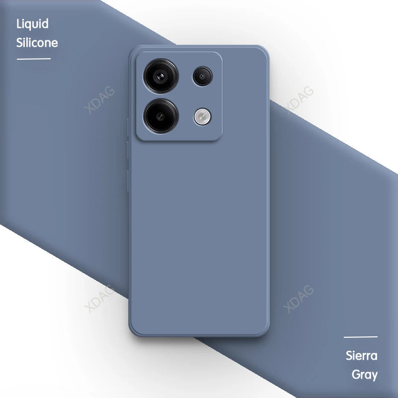 Original Square Liquid Silicone Phone Case for Xiaomi Poco X6 PocoX6 Pro 5G Lens Protection Soft Couples Cover Thin Fundas Coque