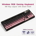 RGB Mechanical Style Keyboard 98 Keys Wireless Tri-Mode Silent with Volume Roller Gradient Keycaps Gaming Setup PC Mac