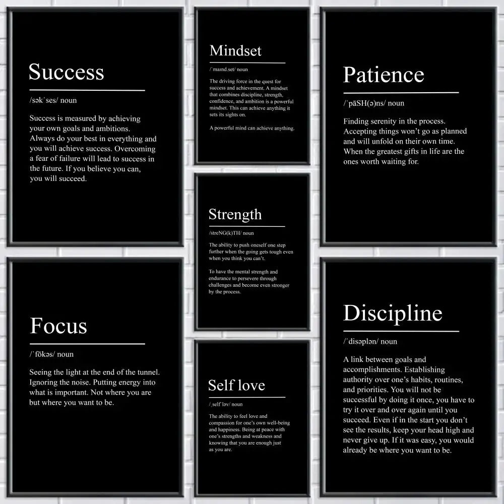 Discipline Motivational Terms Poster Modern and Elegant Wall Stickers for Home Decor Living Room Dormitory Wall Art